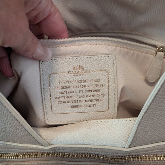 COACH Edie Leather Shoulder Bag #35926 Light Grey/Birch/Chalk - Picture 10 of 16